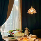 Antique Brass Framed Flower Pendant Light