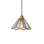 Antique Brass Framed Flower Pendant Light