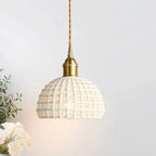 Vintage Ceramic Cream Hollow Pendant Light