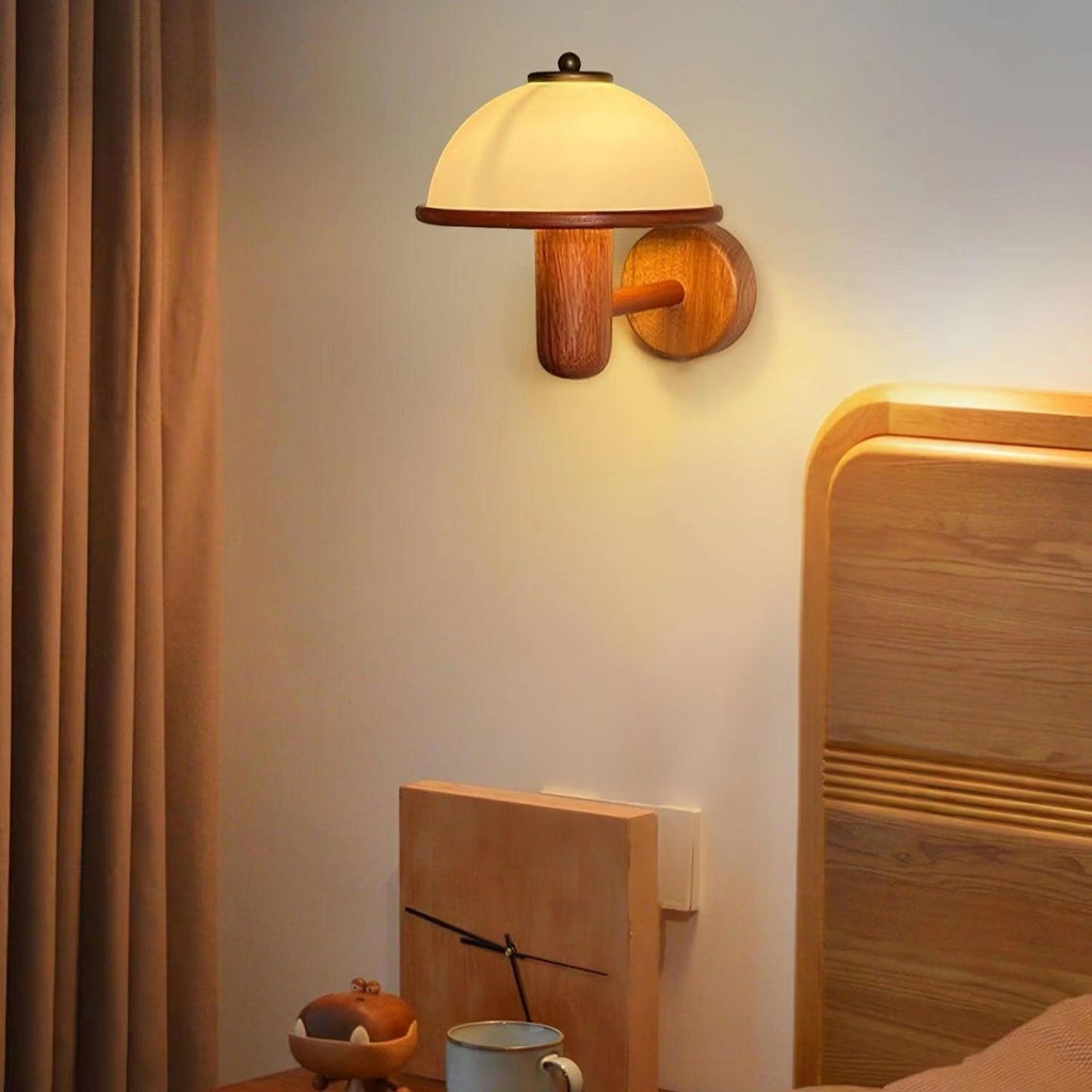 Vintage Creative Wooden Mushroom Wall Light