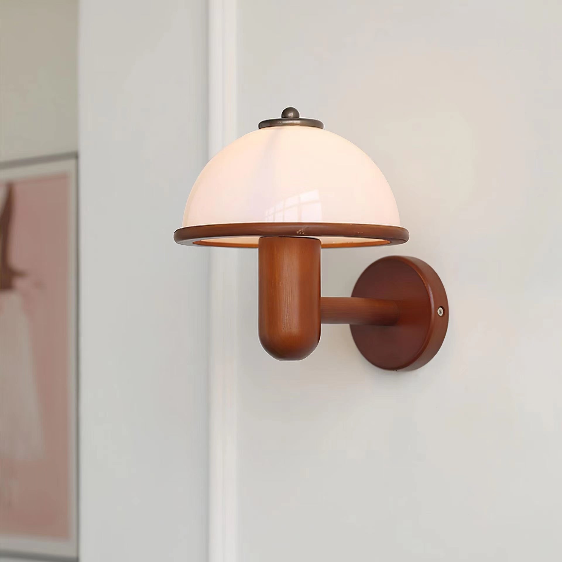 Vintage Creative Wooden Mushroom Wall Light