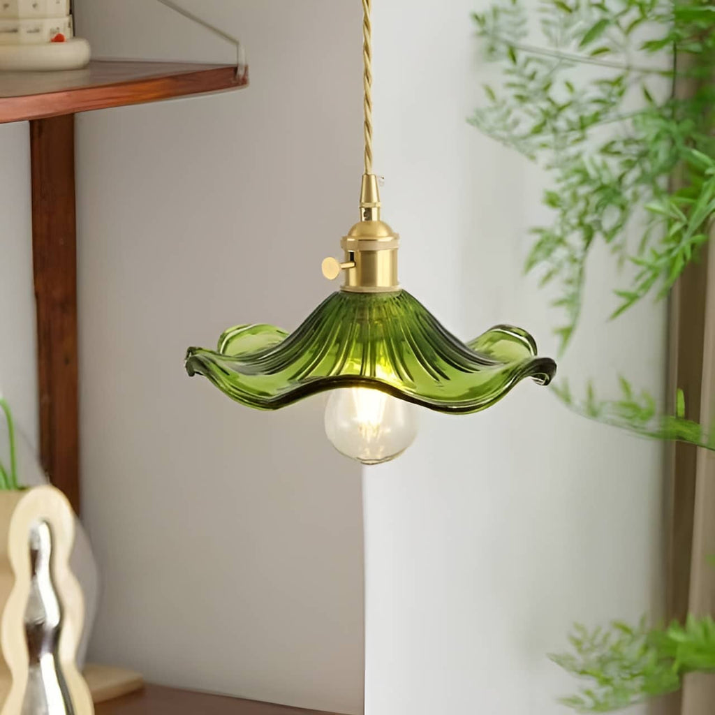 Hibiscus Flower Glass Vintage Style Pendant Light