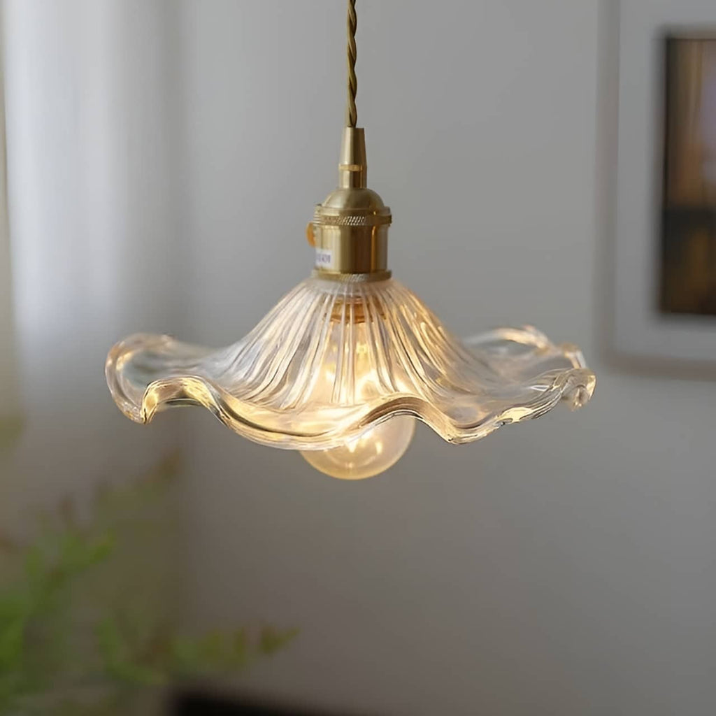 Hibiscus Flower Glass Vintage Style Pendant Light
