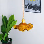 Hibiscus Flower Glass Vintage Style Pendant Light