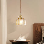 Vintage Hammered Square Glass Pendant Light