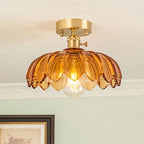 Vintage Lotus Flower Glass Ceiling Light