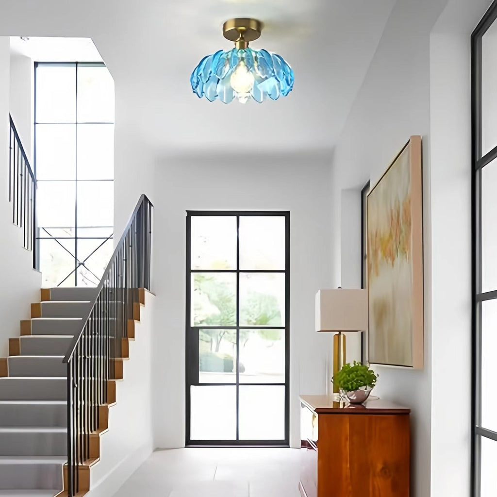 Vintage Lotus Flower Glass Ceiling Light