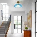 Vintage Lotus Flower Glass Ceiling Light