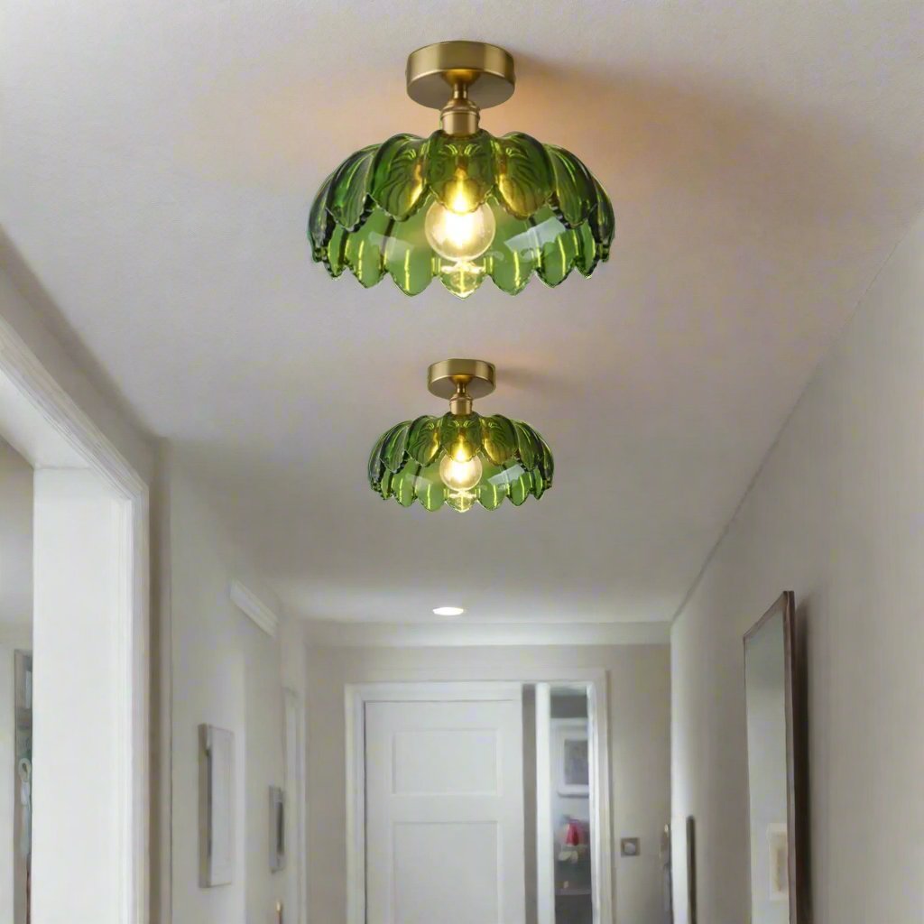 Vintage Lotus Flower Glass Ceiling Light