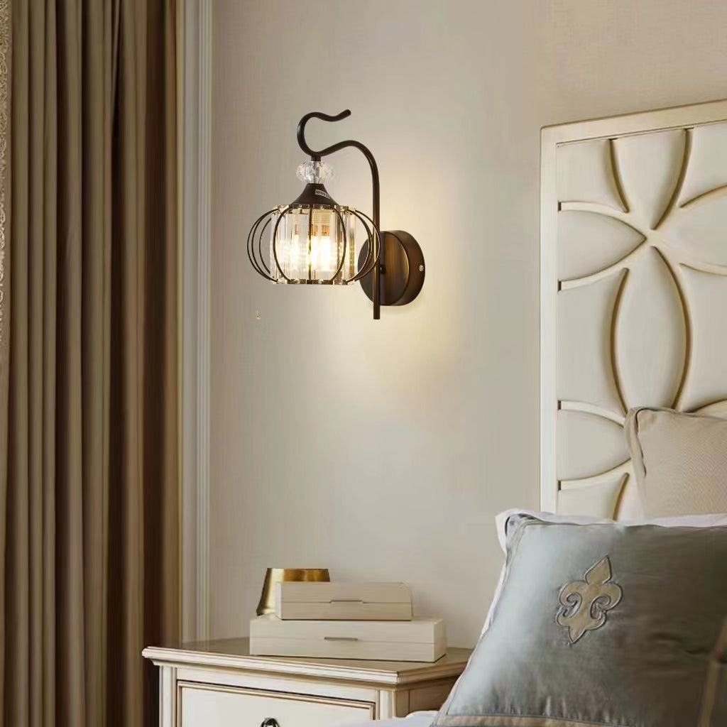 Vintage Luxury Lantern Crystal Wall Light