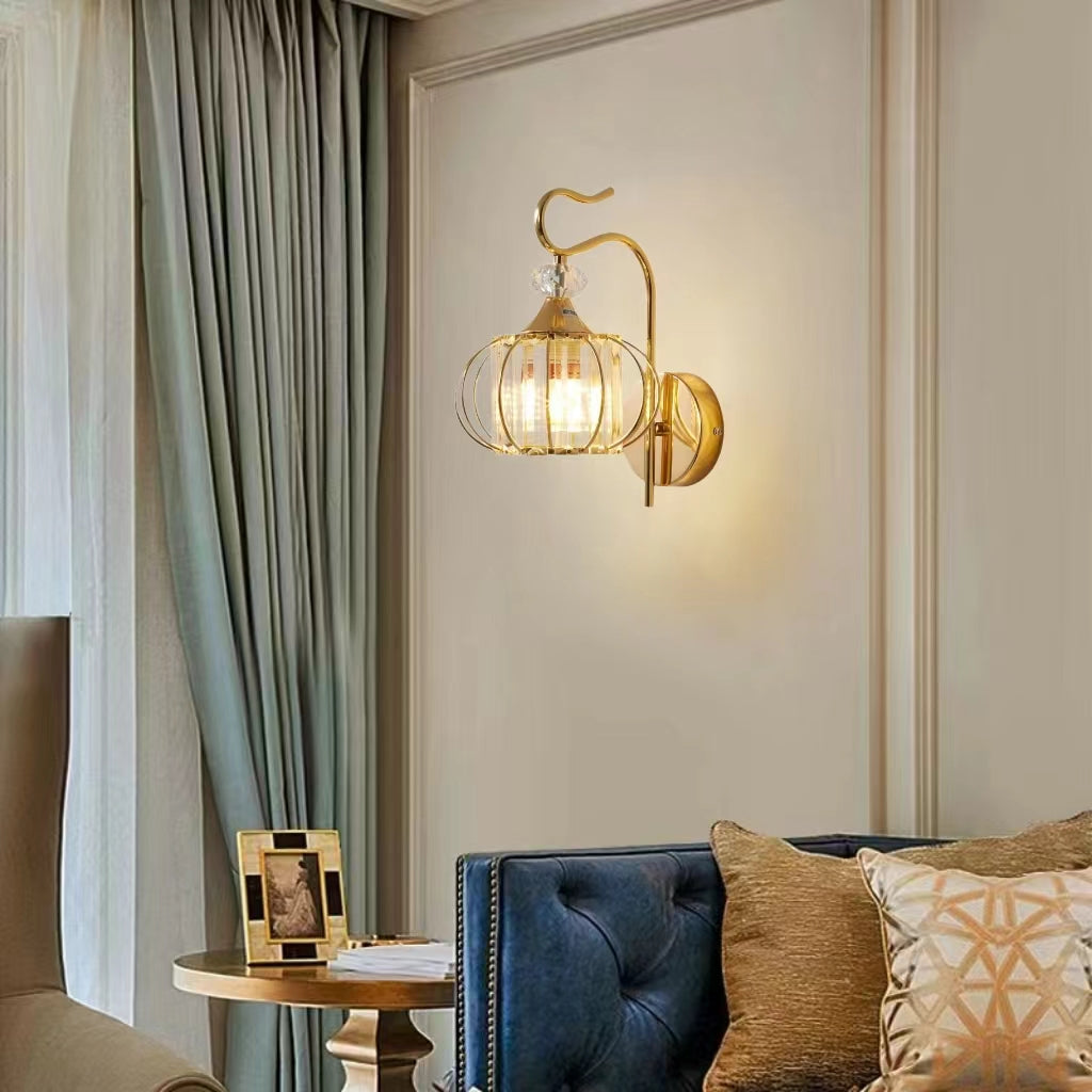 Vintage Luxury Lantern Crystal Wall Light