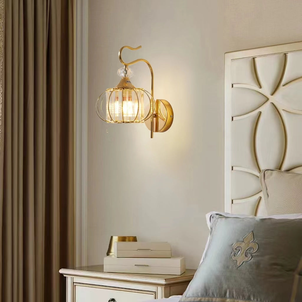 Vintage Luxury Lantern Crystal Wall Light