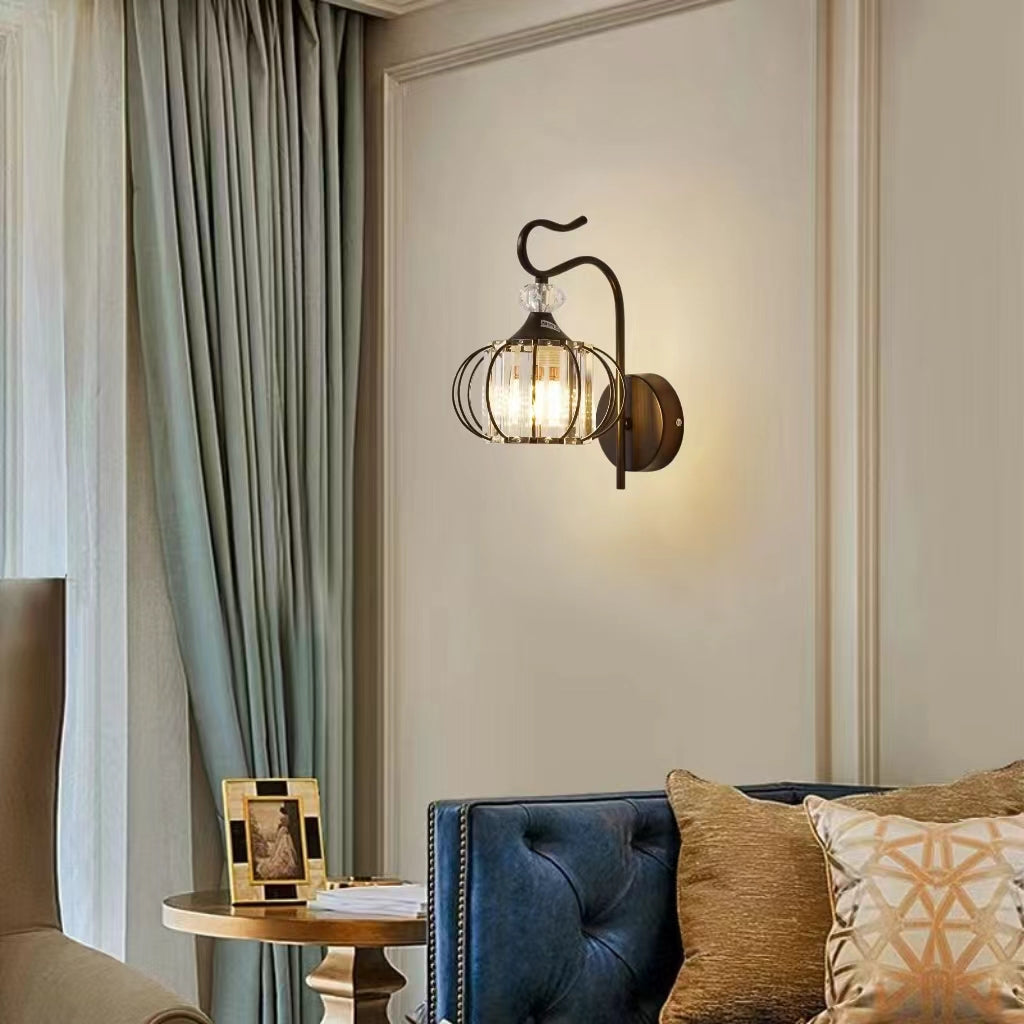Vintage Luxury Lantern Crystal Wall Light