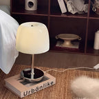 Bauhaus Dome Glass And Metal Bedside Lamp