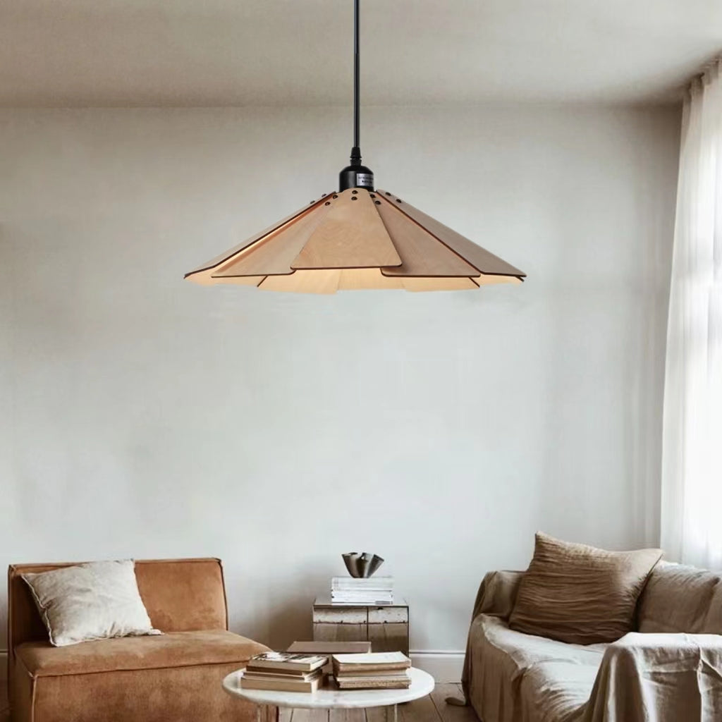 Vintage Minimalist Umbrella Wooden Pendant Light