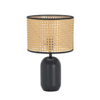 Vintage Style Rattan Black Table Lamp
