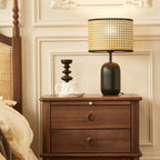 Vintage Style Rattan Black Table Lamp