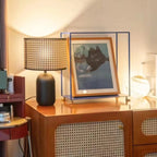 Vintage Style Rattan Black Table Lamp