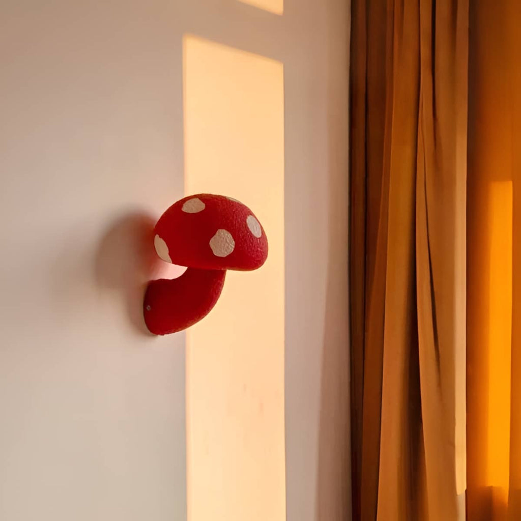 Art Deco Rustic Resin Mushroom Wall Light for Nursery