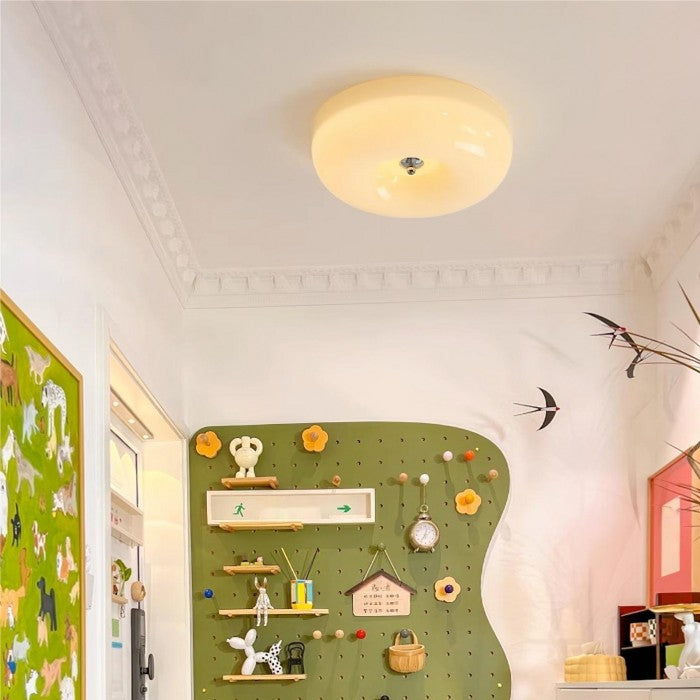 Modern Bauhaus Pudding LED Round Glass Ceiling Light