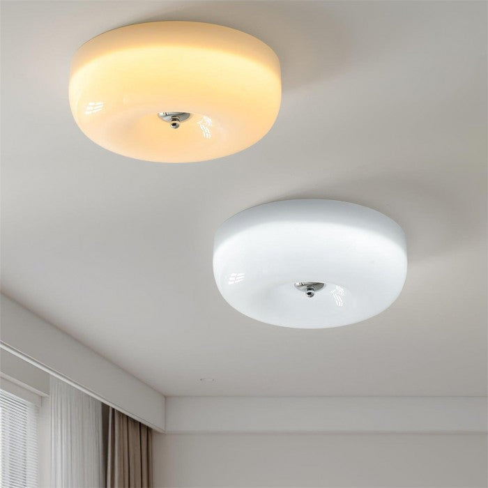 Modern Bauhaus Pudding LED Round Glass Ceiling Light